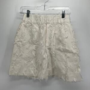 Rachel Antonoff Shorts Sz 10 Cream Textured Eyelash Fringe Romantic‎ Whimsy NEW